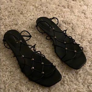 Zara black beaded sandal